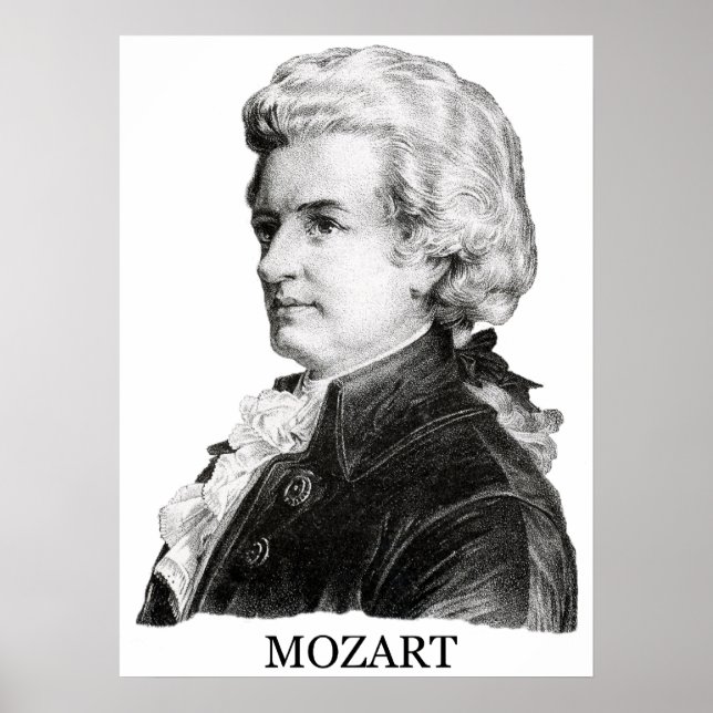 Wolfgang Amadeus Mozart, svart Poster (Framsidan)