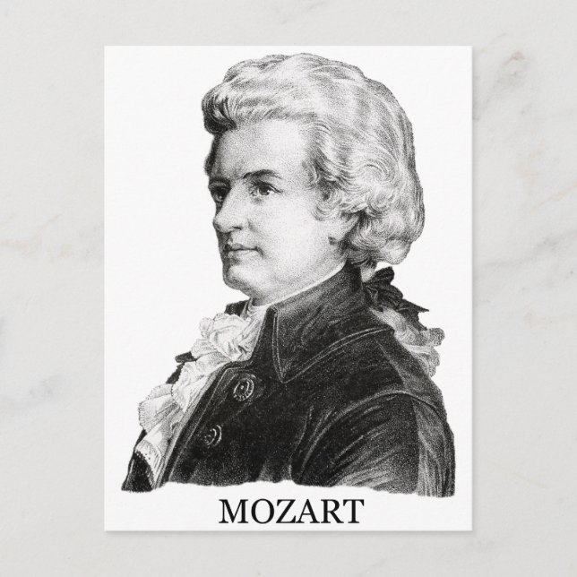 Wolfgang Amadeus Mozart, svart Vykort (Framsida)