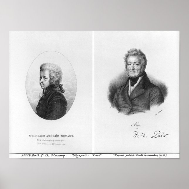 Wolfgang Amedeus Mozart och Ferdinando Paer Poster (Framsidan)