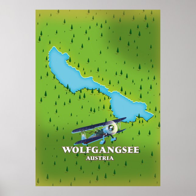 Wolfgangsee Sjö Österrike sjö karta Poster (Framsidan)
