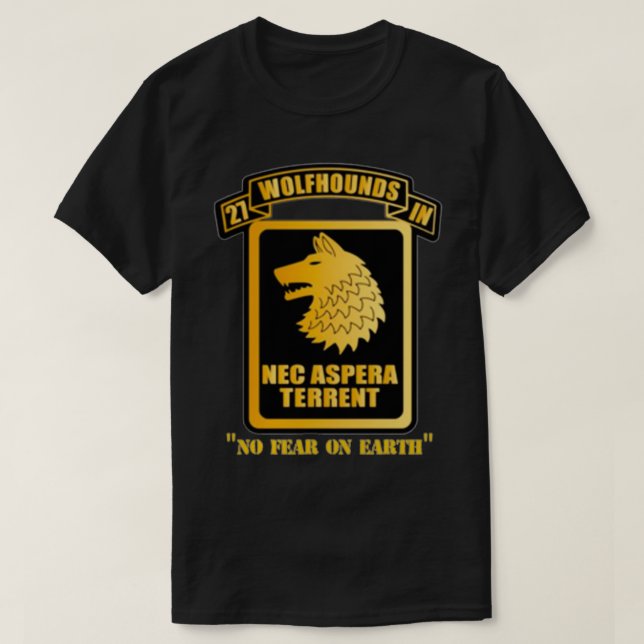 Wolfhound Chest Nec Aspera, 27:e infanteriregimen T Shirt (Design framsida)