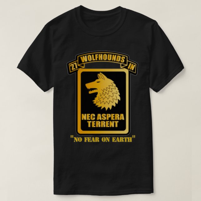 Wolfhound Chest Nec Aspera, 27:e infanteriregimen T Shirt (Design framsida)
