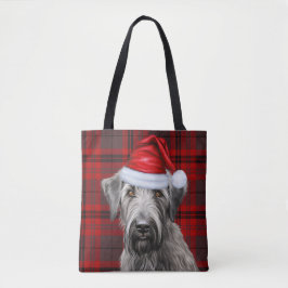Wolfhound Christmas Dog Red Seasonal Plaid Tygkasse