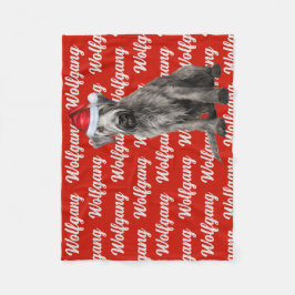 Wolfhound Dog with Name Patterned Christmas Fleecefilt