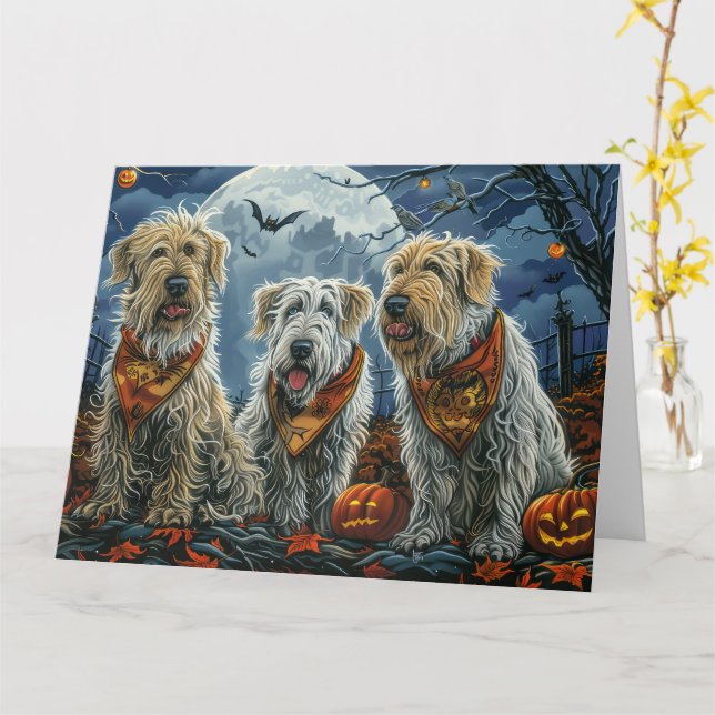 Wolfhound Halloween Spooky Kort (Gul blomma)