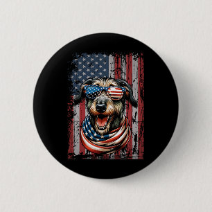 Wolfhound Hund älskare USA Flagga 4 juli Patriotic Knapp