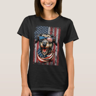 Wolfhound Hund älskare USA Flagga 4 juli Patriotic T Shirt