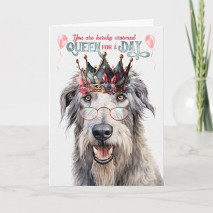 Wolfhound Hund drottning för en dag på födelsedage Kort
