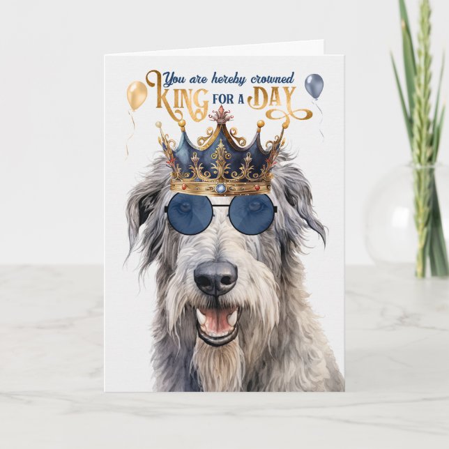 Wolfhound Hund Kung för en dag på födelsedagen Kort (Framsida)