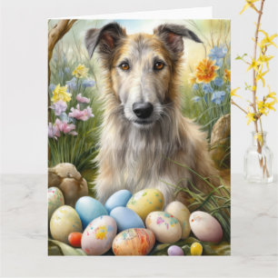 Wolfhound Hund med Påskägg Helgdag Kort