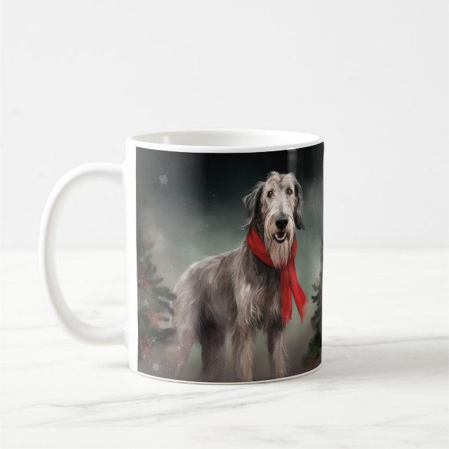 Wolfhound Hund under julen i Snö Kaffemugg (Vänster)