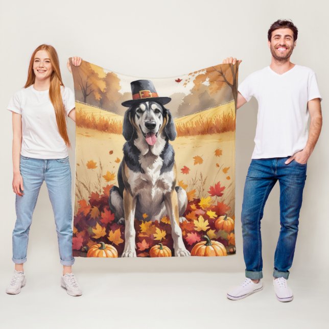 Wolfhound in Höst löv Thanksgiving Art Fleecefilt (På plats)