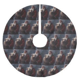 Wolfhound med Jultomten julafton Julgransmatta Borstad Polyester