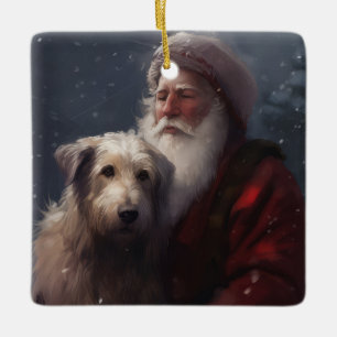 Wolfhound med Jultomten julafton Julgransprydnad Keramik