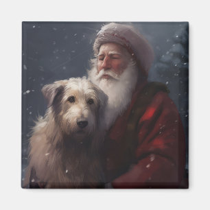 Wolfhound med Jultomten julafton Magnet