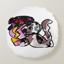 Wolfhound och blommor glädje rund kudde