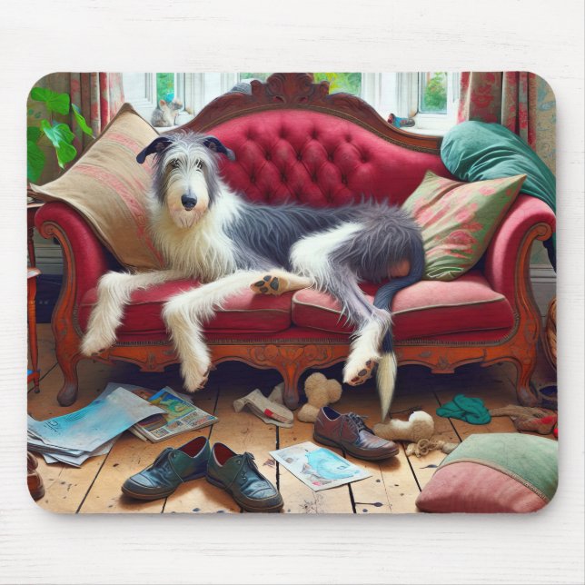 Wolfhound på en soffa musmatta (Framsidan)