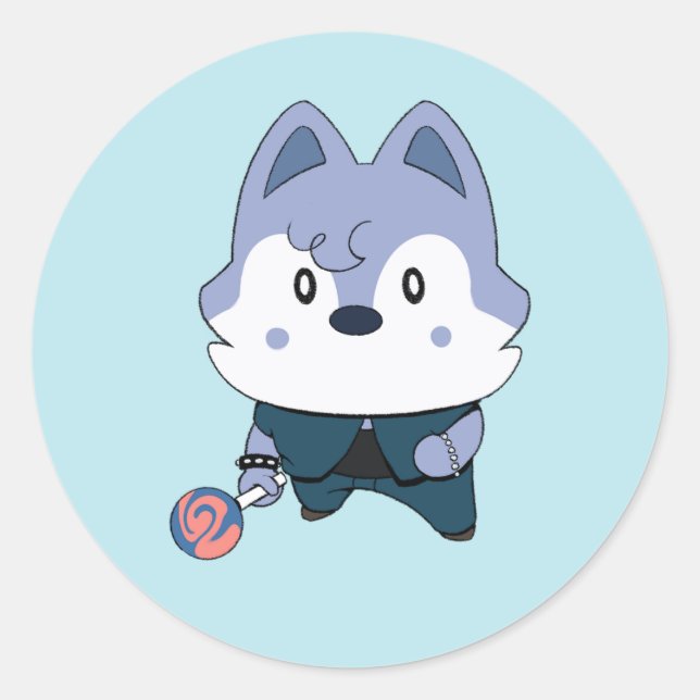 Wolfie (ATE) Runt Klistermärke (Framsida)