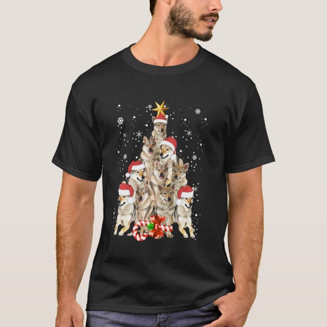 Wolfs Träd jul Sweater Julafton Pet Animal Varg T Shirt (Framsida)