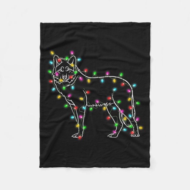 Wolfs Tree Christmas Sweater Xmas Pet Animal Wolf  Fleecefilt (Framsidan)