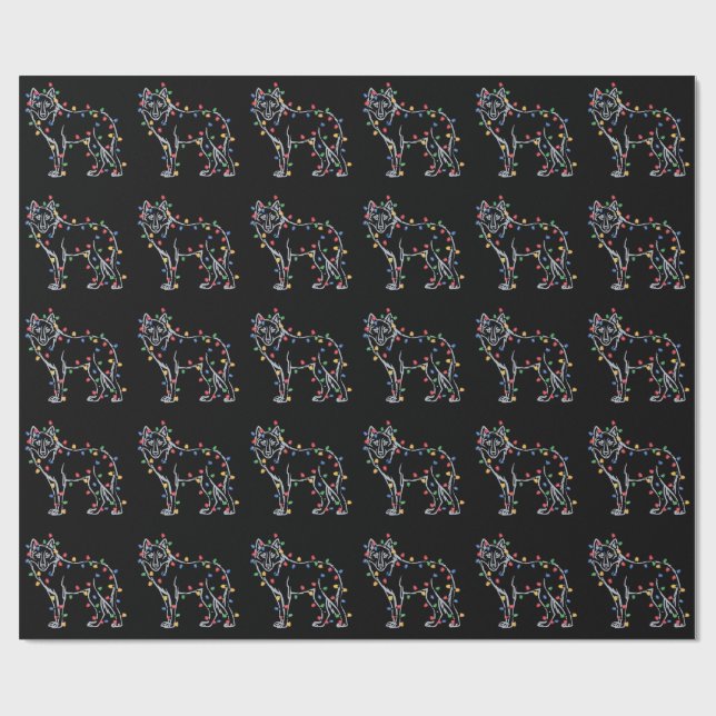 Wolfs Tree Christmas Xmas Pet Animal Wolf Lover  Presentpapper (Platt)