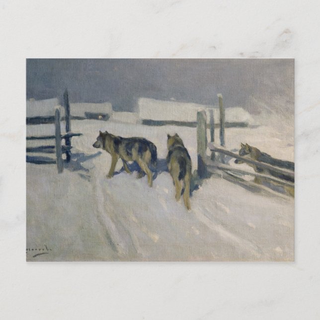 Wolfs, vinternatten, 1910 vykort (Framsida)