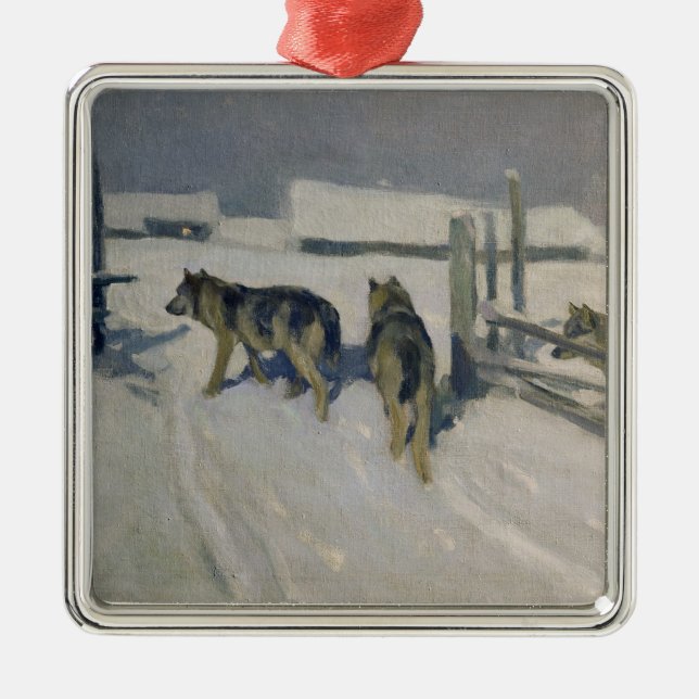 Wolfs vinternatten, c.1910 julgransprydnad metall (Framsidan)