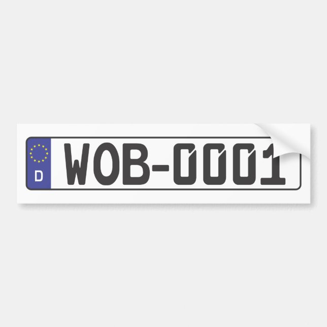 Wolfsburg registreringsskylt bildekal (Framsidan)