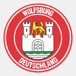 Wolfsburg Round Emblem Runt Klistermärke