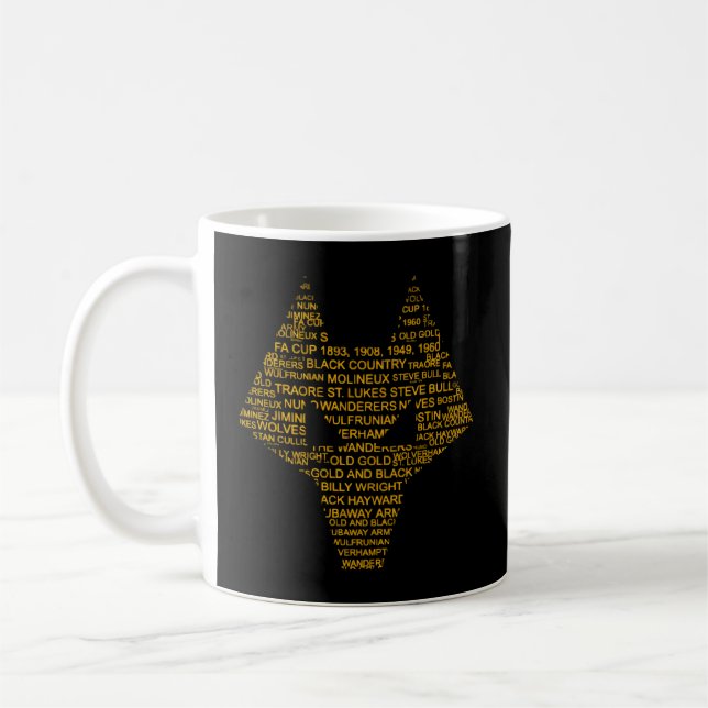 Wolverhampton England Gift Vargs Black Guld Ord Kaffemugg (Vänster)