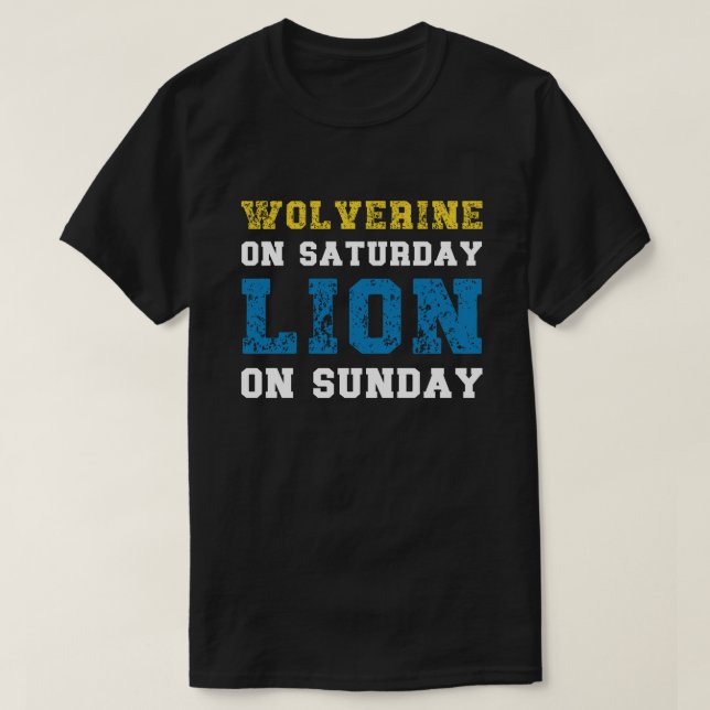 Wolverine på lördag Lejon i Söndag T Shirt (Design framsida)