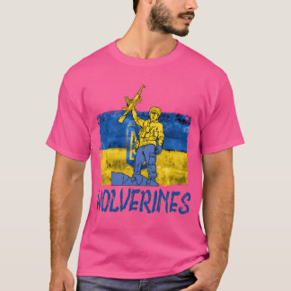 Wolverines Stöd Ukraina Ukraina Wolverines retr T Shirt