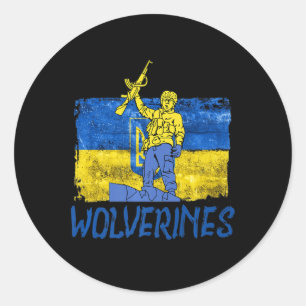 Wolverines Support UkrainaUkraina Wolverines Kärle Runt Klistermärke