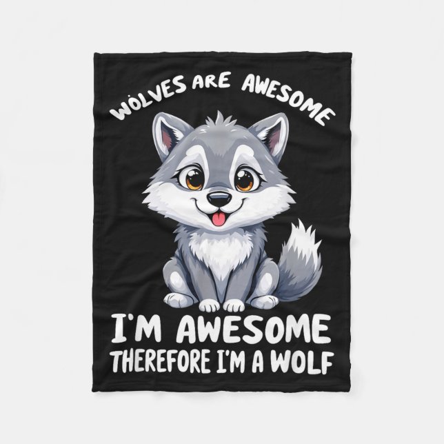 Wolves Are Awesome Funny Wolf Gif Zookeeper  Fleecefilt (Framsidan)