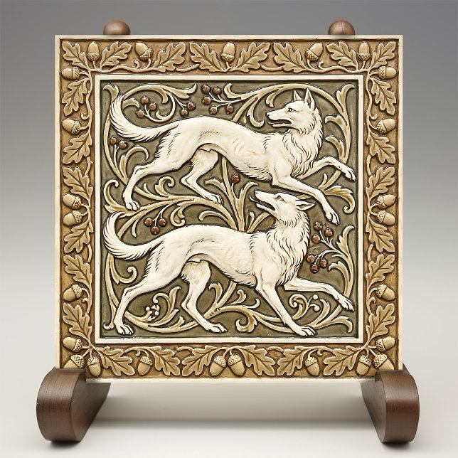 Wolves Arts & Crafts Wall Decor Art Nouveau Crane Kakelplatta (Skapare uppladdad)