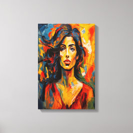 Woman Abstrakt Porträtt Art, djärv uttryckssymbol Canvastryck