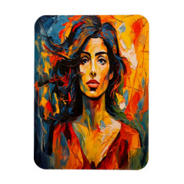 Woman Abstrakt Porträtt Art, djärv uttryckssymbol Magnet