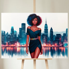 Woman african american City elegant dam dress Canvastryck