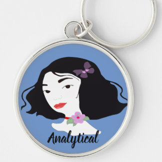Woman analytical rund silverfärgad nyckelring