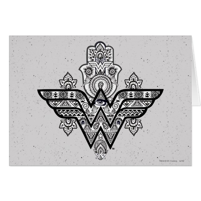  Woman Andlig Paisley Hamsa-Logotypen Hälsningskort (Framsidan Horizontal)