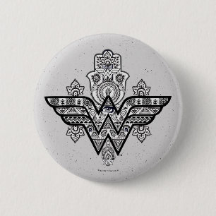 Woman Andlig Paisley Hamsa-Logotypen Knapp