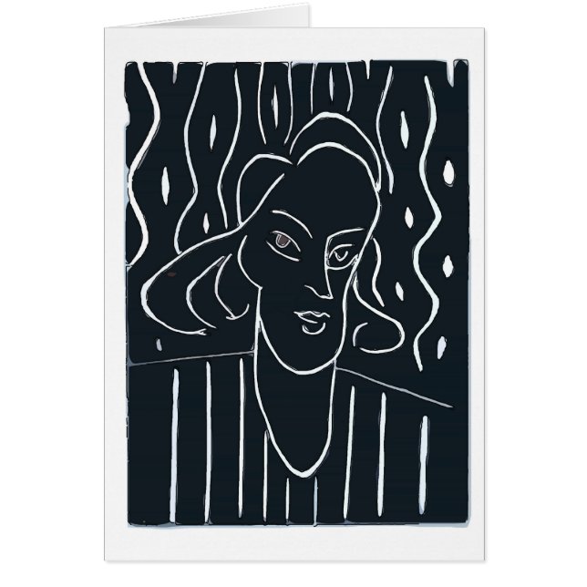 Woman Ansikte Black & White Hälsningskort (Framsidan)
