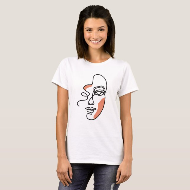 Woman Ansikte Line art T Shirt (Hel framsida)