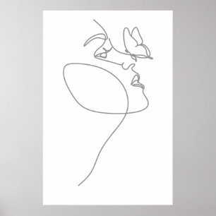 Woman Ansikte Line Poster