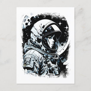 Woman Astronaut i rymden Abstrakt Science fiction Vykort