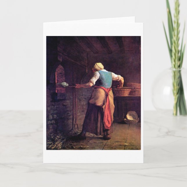 Woman Baking Bread, Jean-Francois Millet Kort (Framsida)