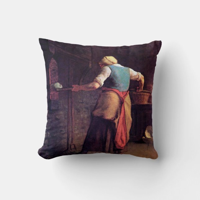 Woman Baking Bread, Jean-Francois Millet Kudde (Framsida)