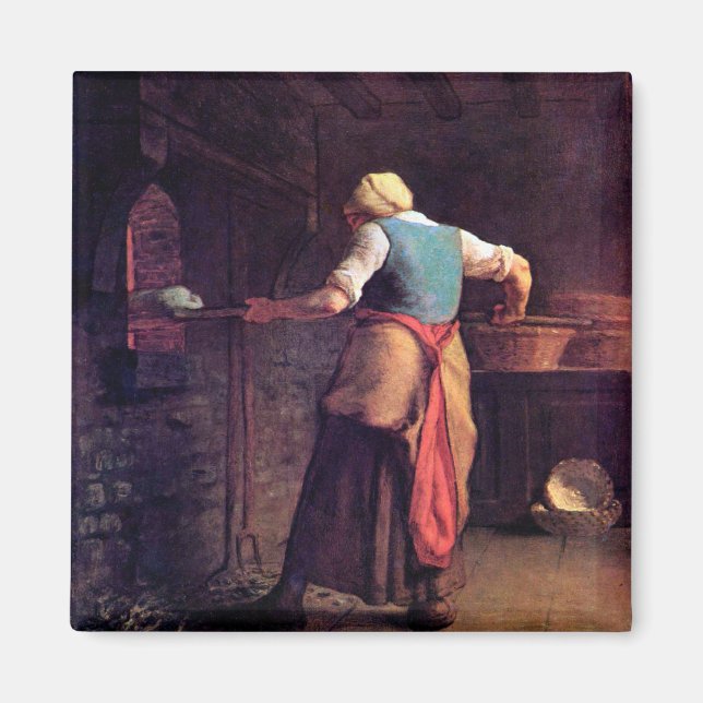 Woman Baking Bread, Jean-Francois Millet Magnet (Framsidan)