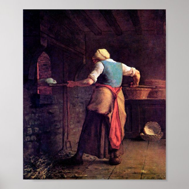 Woman Baking Bread, Jean-Francois Millet Poster (Framsidan)