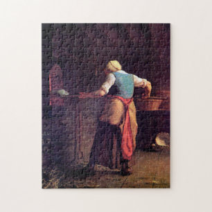 Woman Baking Bread, Jean-Francois Millet Pussel